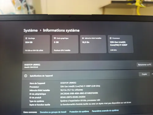 MSI STEALTH 15M - I7 12em GEN 1280U - RTX 3060 6GB - SSD 512 NVMe - RAM 16GB - CLAVIER RÉTROÉCLAIRÉ 