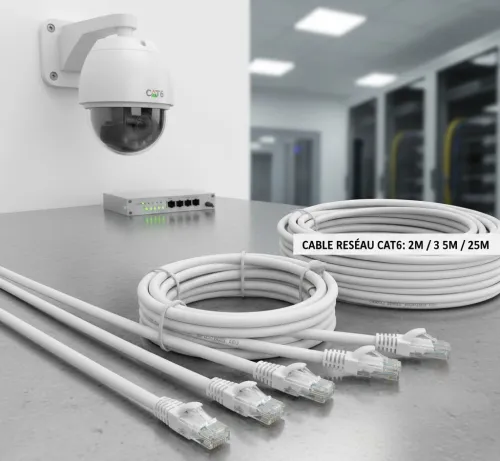 CABLE RESEAU CAT6 2M/ 3M/ 5M/ 25M