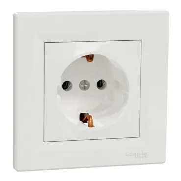 Single 2P+E (side earth) 16A IP20 WHITE