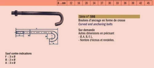Boulon d ancrage en forme de crosse diamètre 16 x 400