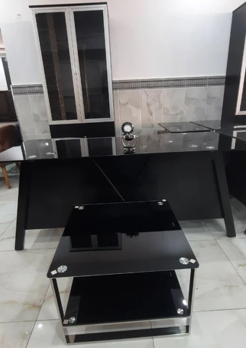 Ensemble de Bureau en vert 180 cm + chaise + 2 Armoires + retour de bureau + table