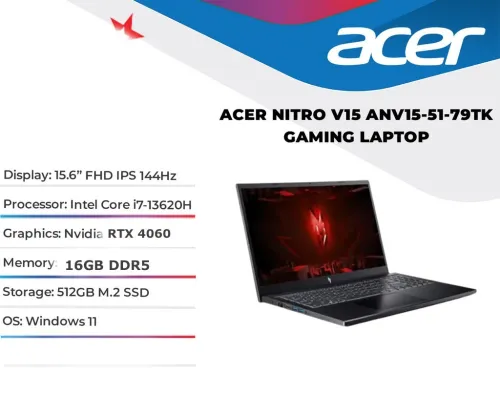 Acer Nitro 15 i7 13ieme + RTX 4060 Gaming Laptop - Promotion