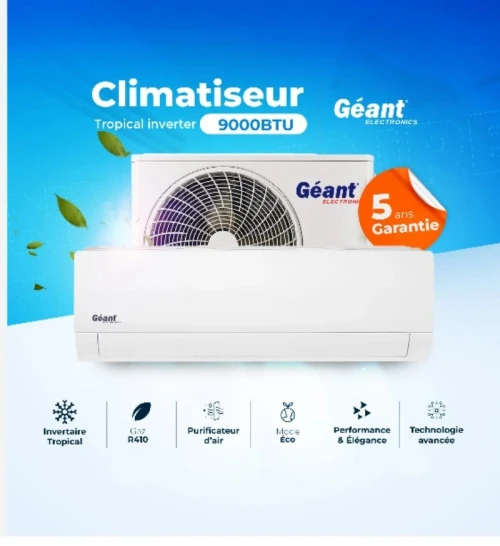 تخفيضات صيف 2026  عروض المكيفات Géant لا تُفوّت Climatiseur Géant18/12/ 9000 BTU Inverter Tropical