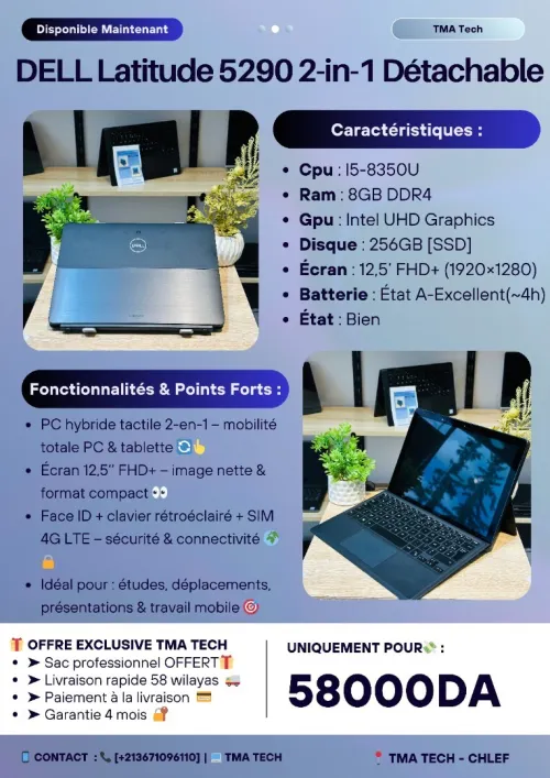 [VENDU] DELL Latitude 5290 2-in-1 Détachable  I5-8350U 8/256 Tactile
