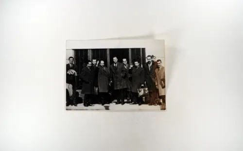 Photographie de presse originale vintage Négociations franco-algér Évian1962 par Tullio Farabola