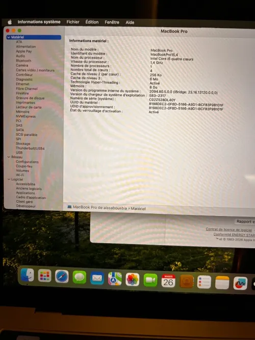 MacBook Pro 13 pouces (modèle 2019-15,4)