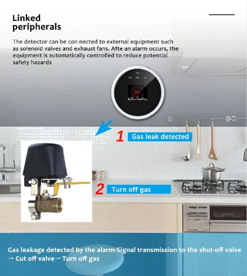 جهاز إنذار الغاز والميثان الذكي مع شاشة TFT وتنبيه عبر الجوال WiFi Combustible Gas & LPG Sensor with