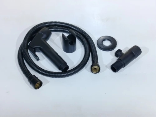 Douchette WC - Bidet complet Noir / Blanc / Inox - Kit avec flexible