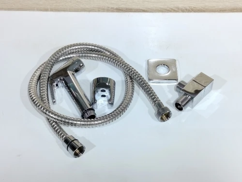 Douchette WC - Bidet complet Noir / Blanc / Inox - Kit avec flexible