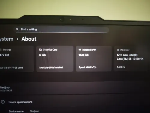 Lenovo Loq 15IAX9 144Hz I5-14250HX RTX 4050 Ram16 DDr5 512GB