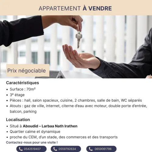 Vente Appartement F3 Tizi Ouzou Larbaa nath irathen
