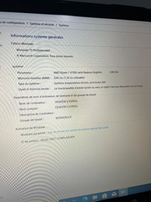 PC Hp AMD Ryzen 7 4700U 8 GB 256GB