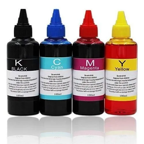 Pack Bouteille encre Universel  4 Couleurs 100 ml
