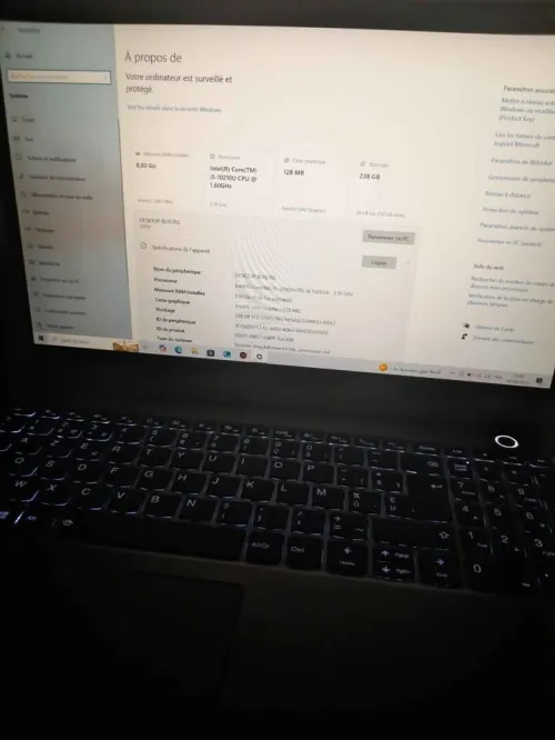 Pc portable Lenovo Thinkbook i5-10210U + 8Gb Ram + 256Gb NvMe + clavier rétro éclairé + empreinte