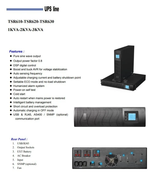 Onduleur ON LINE / IN LINE  RACK / TOUR 1KVA / 2KVA / 3KVA / 6KVA / 10KVA 