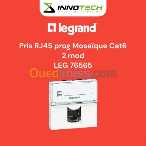 Prise RJ45 prog Mosaic Cat 6 2 model 76565 LEGRAND resau informatique 