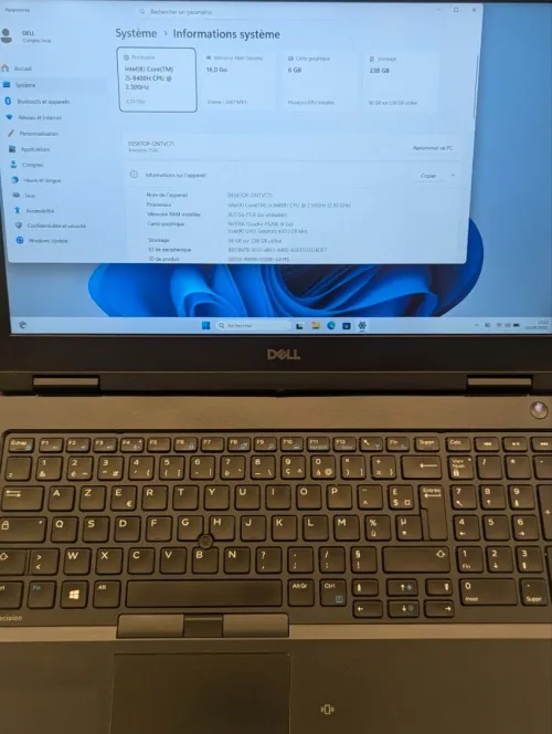 LAPTOP Dell Precision 7530 Workstation i5-8400H NVIDIA Quadro P3200 6Go 16gb 256gb 15.6 FHD