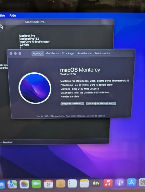 MacBook Pro 2016 i5 8Go 256GB 13.3 Retina