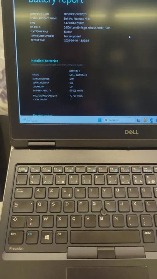 LAPTOP Dell Precision 7530 Workstation i5-8400H NVIDIA Quadro P3200 6Go 16gb 256gb 15.6 FHD