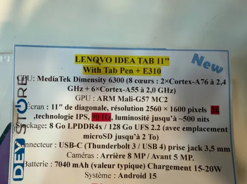 LENOVO IDEA TAB WITH PEN 11" 2.5K 8GB 128GB WIFI LENOVO