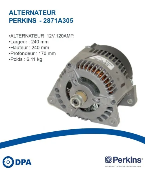 Pièces Perkins D'origine- Alternateur