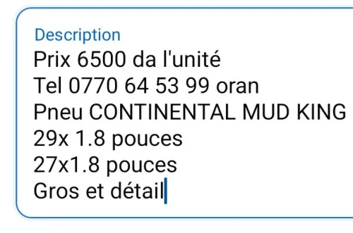 Pneus vtt continental 29 et 27.5