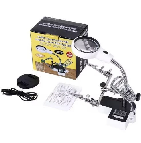 Loupe De Troisième Main MG16126AC2 6X  - Compartiment 3 Piles AA + Câble USB