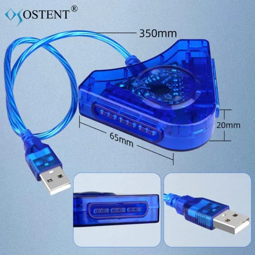 Convertisseur de lecteur USB vers PS2 - Bleu