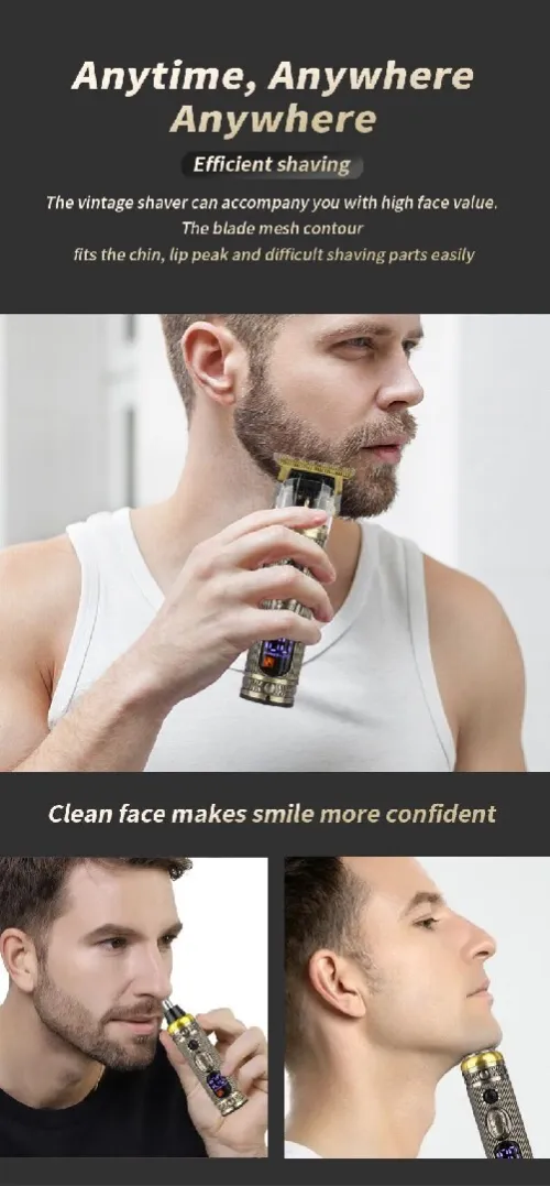 Ensemble  de rasoir électrique pour hommes, tondeuse pour barbe et nez, chargeur USB, avec écran LCD