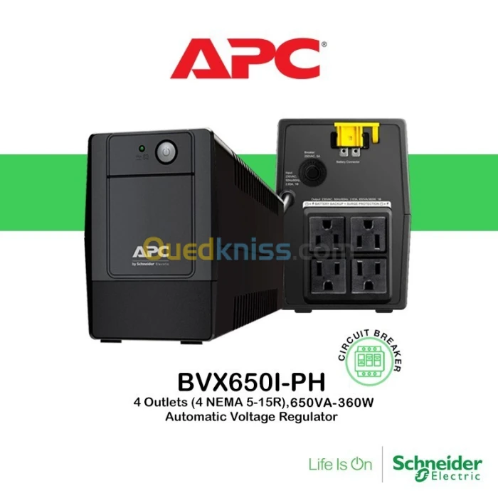 Onduleur APC 650VA 375 WATTS 06 PRISES