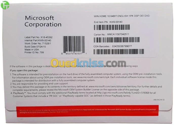 Licences Microsoft windows pro 8.1/10/11