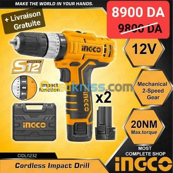 Perceuse Visseuse INGCO Originale 12V 1.5Ah
