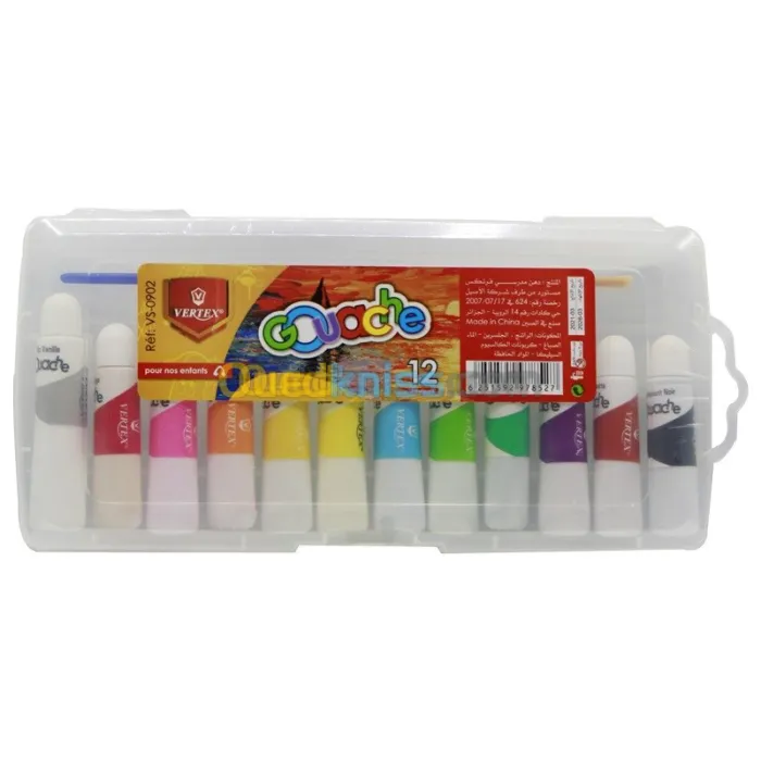 Jeu de 12tubes Peinture gouache VERTEX