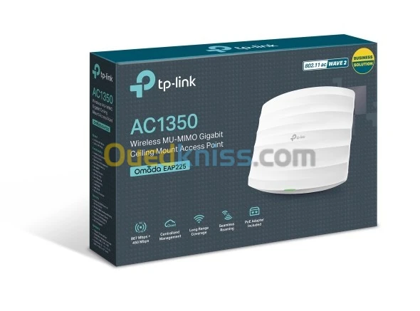 Point d'accès Wi-Fi double bande TP-LINK EAP225 AC1200 PoE Gigabit - Plafonnier