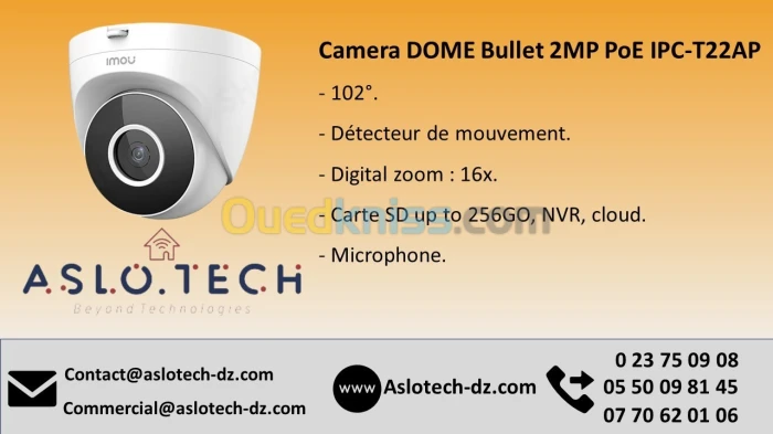 Camera DOME wifi 2MP PoE IPC-T22AP