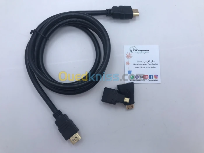 Cable HDMI To Mini HDMI ET Micro HDMI 1.5 Mètre version 1.4