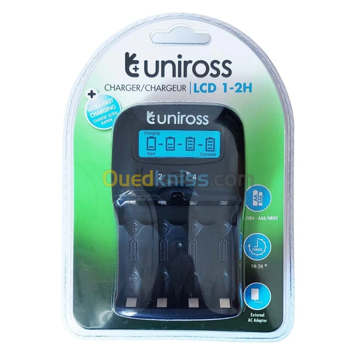 Chargeur de pile Rapide UNIROSS ULTRA FAST LCD 1-2H AA / AAA UCW004