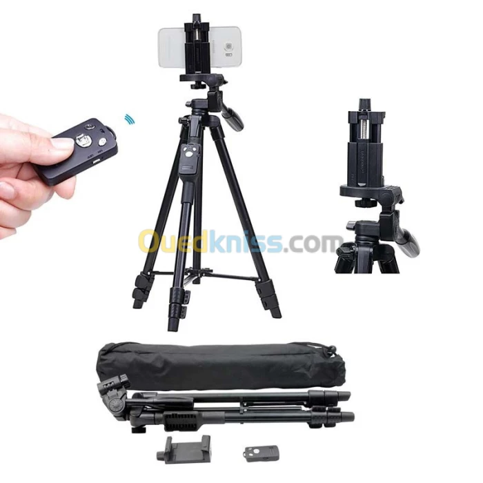 Trépied Portable yunteng VCT-5208L avec télécommande Bluetooth pour smartphone Caméra 125cm