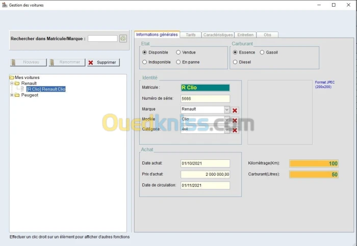 Logiciel de location de voitures