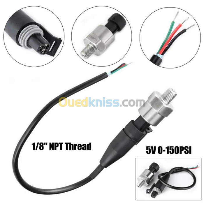 Arduino - CAPTEUR DE PRESSION HYDRAULIQUE G1/4  5V 200 Psi ( EAU/HUILE/GAZ NON CORROSIF )  l'eau, le gaz, l'huile 