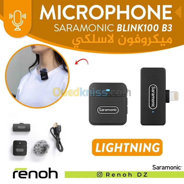 Microphone Sans-Fil SARAMONIC BLINK100 B3 Pour Interview/Podcast