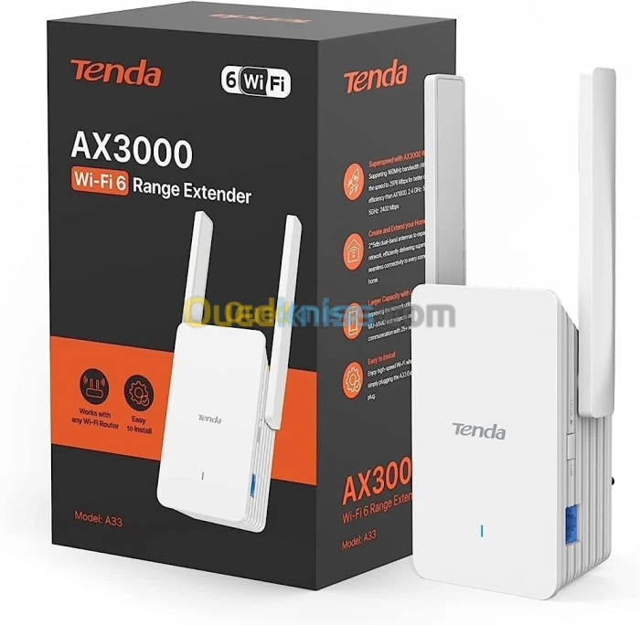 TENDA A33 AX3000 WIFI 6 RANGE EXTENDER