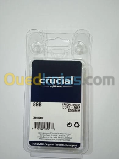 Ram Laptop CRUCIAL 8Go DDR4 2666MHz