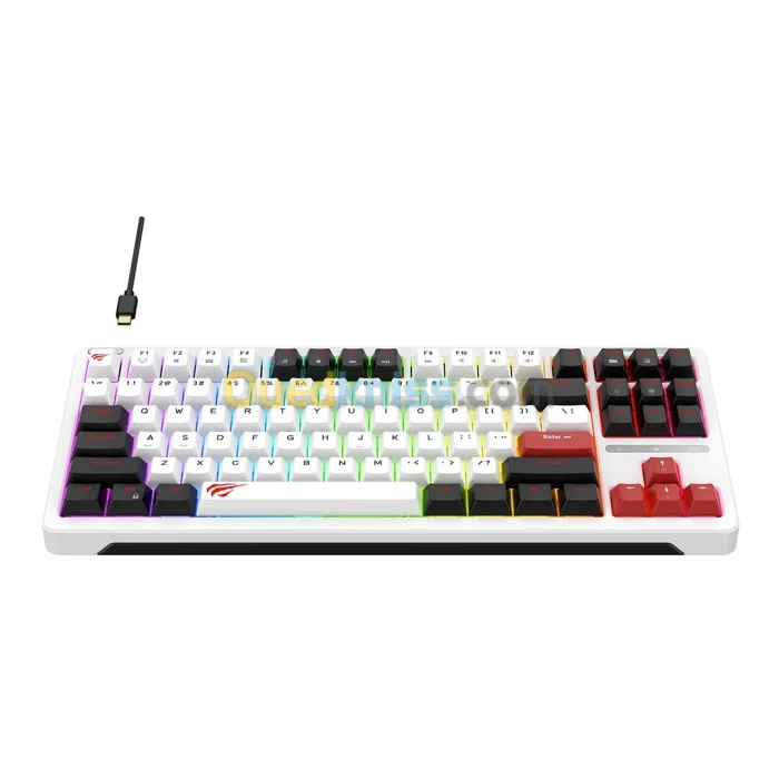 Clavier Gamer Mécanique RGB Havit KB902L Black/White/Red
