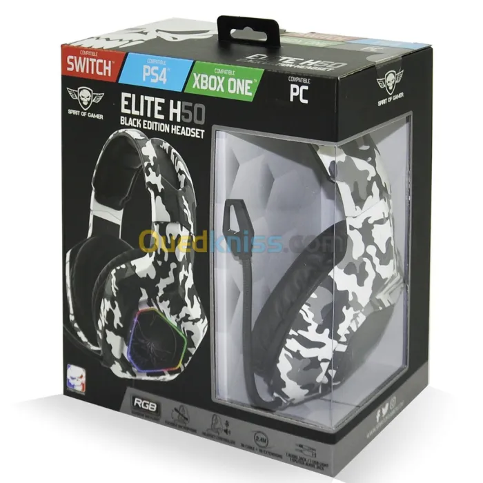 CASQUE SPIRIT OF GAMER ELITE H50 ARTIC EDITION ( PC / PS4 / XBOX ONE / SWITCH )