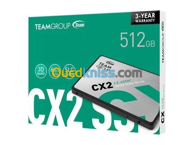 TEAMGROUP SSD CX2 512GB SATA 2.5" - SATA III 6GB/S - 530 MO/S - SLC CAHCING - SLIVER