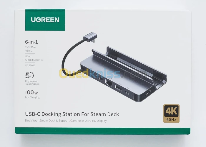 Ugreen Station d'accueil USB-C vers HDMI 4K60Hz RJ45 PD100W Dock, Nintendo Switch, MacBook, PC
