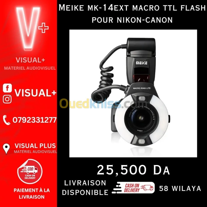 Meike mk-14ext flash macro ttl pour nikon et canon