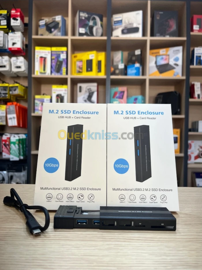 RACK SSD NVME TYPE C + HUB ( 2 X USB 3.2 + SD + MICRO SD )