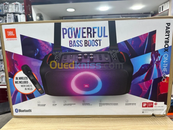 Enceinte highpower lumineuse BT JBL Partybox On The Go avec micro Noir